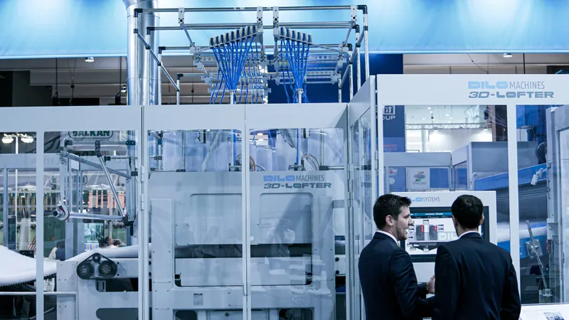 A data specialist walking a logistics floor with an operations manager.
